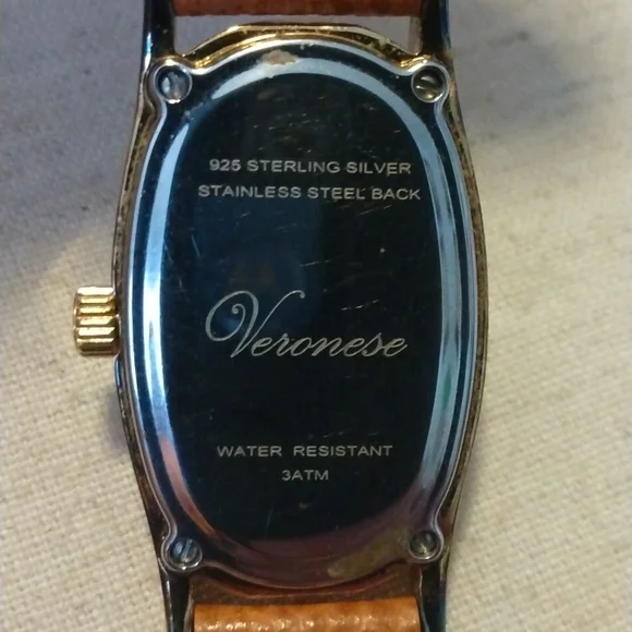 VERONESE Sterling Silver Brown Leather Watch excellent condition - Picture 2 of 4